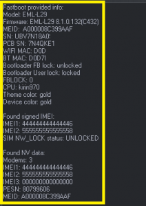 Как узнать imei huawei с помощью fastboot